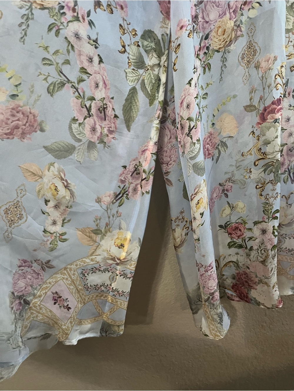 CAMILLA Tiled In Time Waisted Wide Leg Pants 100% Silk Floral Blue Medium - Picture 5 of 14